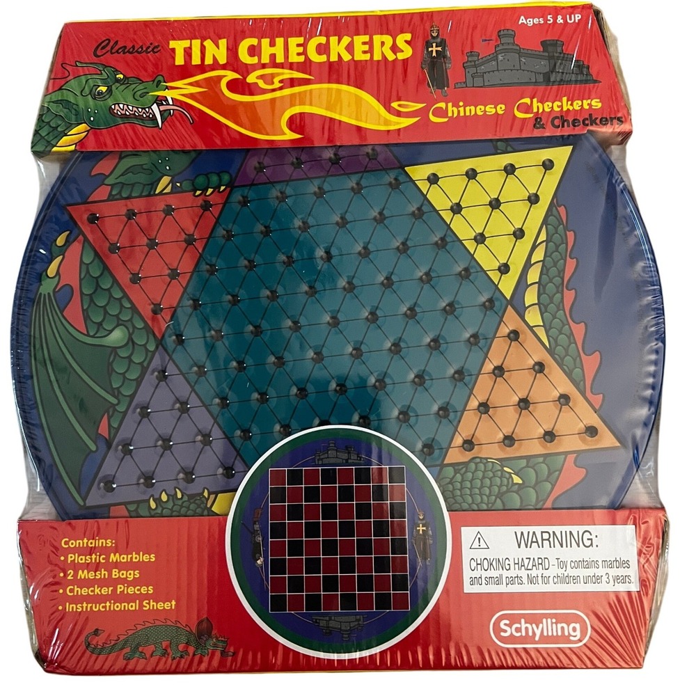 Classic‎ Chinese Checkers, Dragon Design Tin Board Game Schylling Sealed NIB